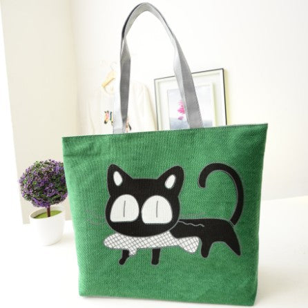 Cat Canvas Shoulder Bag -   - anassiri.com