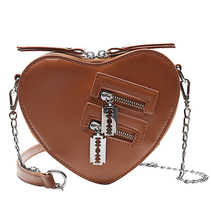 Creative Heart Chain Pu Small Satchel