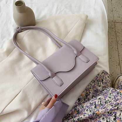 Pure color soft shoulder bag