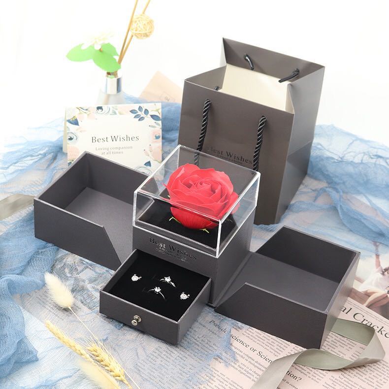 Valentine's Day Gift Flower Soap Rose Jewelry Box -   - anassiri.com