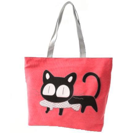 Cat Canvas Shoulder Bag -   - anassiri.com