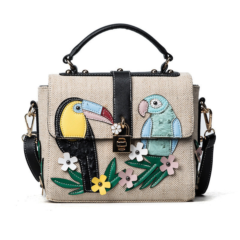 Fashion Two-Color Parrot One Shoulder Messenger Small Square Bag -  WOMEN BAGS - anassiri.com