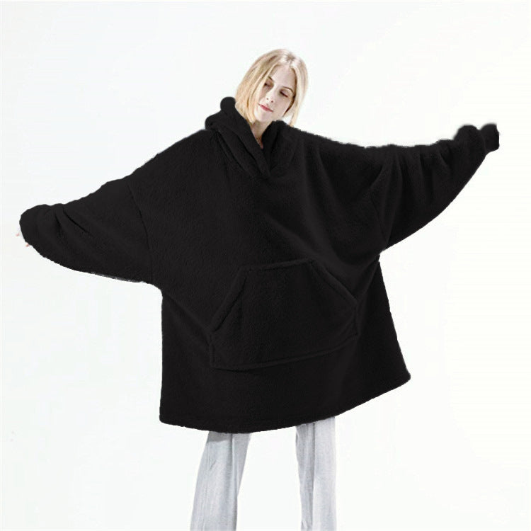 Hoodie Sweatshirt With Big Pocket Tops Sweater Comfortable Loose Double-Sided Fleece Thicker Wearable Blanket -   - anassiri.com