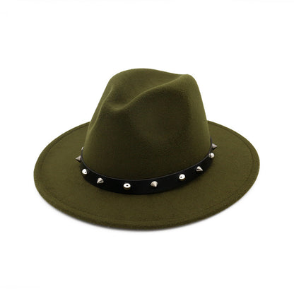 New Style Rivet Accessories Top Hat For Men and Women Woolen Hats