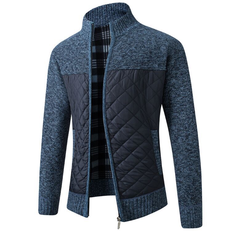 Color Blocking Padded Warm Long Sleeved Sweater Men's Jacket Top -  Montant hommes - anassiri.com