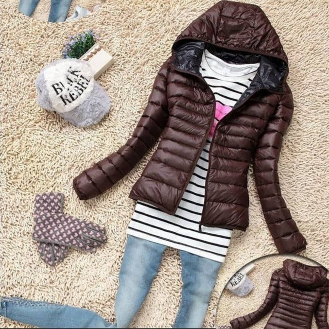 Women's Fashion New Slim Hooded Thin Down Jacket -  Jacket Women - anassiri.com