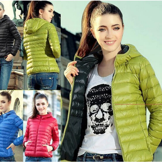 Women's Fashion New Slim Hooded Thin Down Jacket