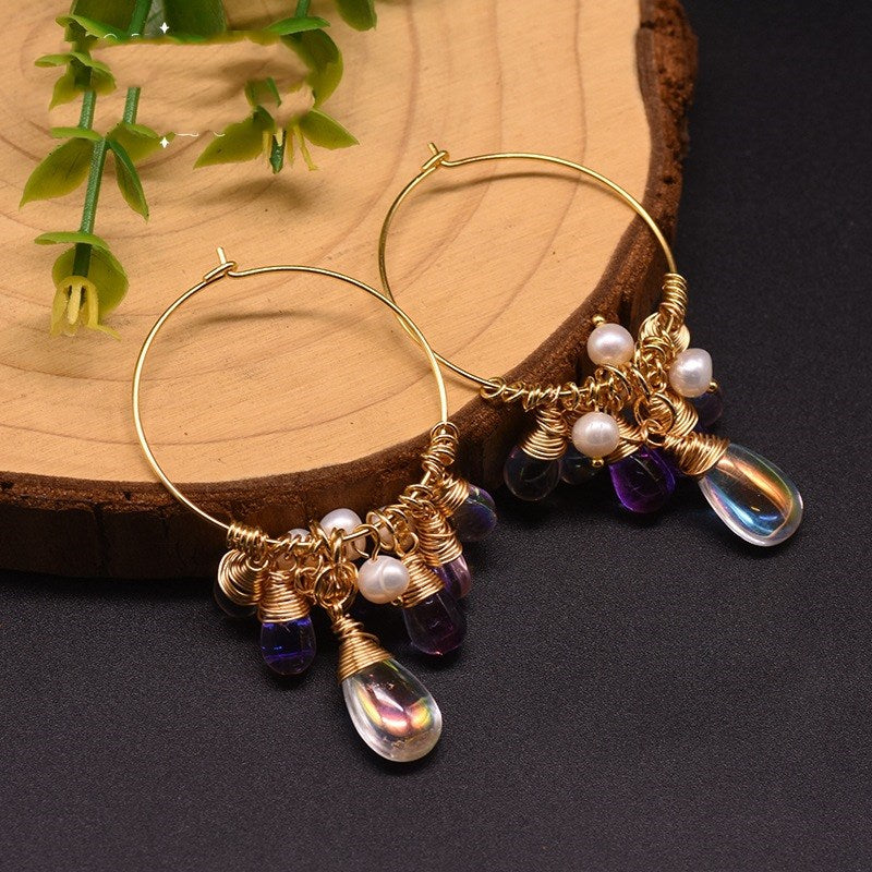 Pearl Czech crystal earrings -   - anassiri.com