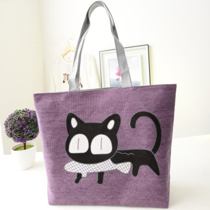 Cat Canvas Shoulder Bag -   - anassiri.com