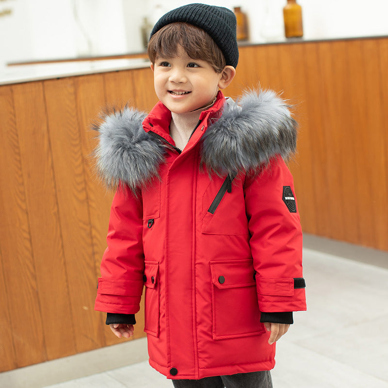 Boys' Mid-length Thickened White Duck Down Jacket -  Children's jacket - anassiri.com