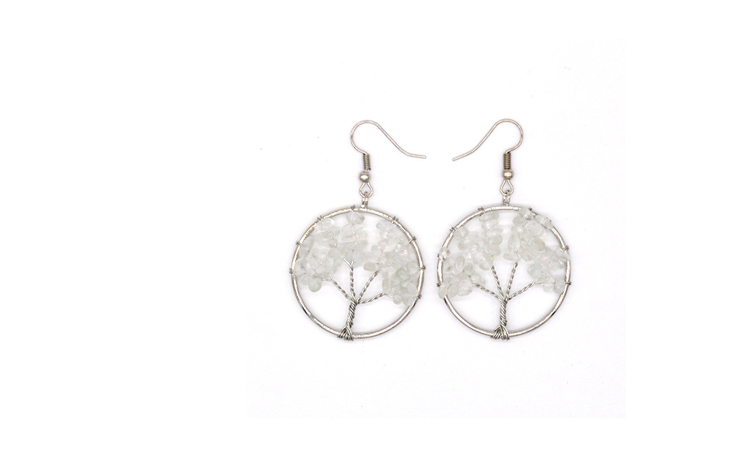 Natural Crystal Crushed Stone Tree Wishing Tree Earrings Crystal Tree Earrings Jewelry -   - anassiri.com