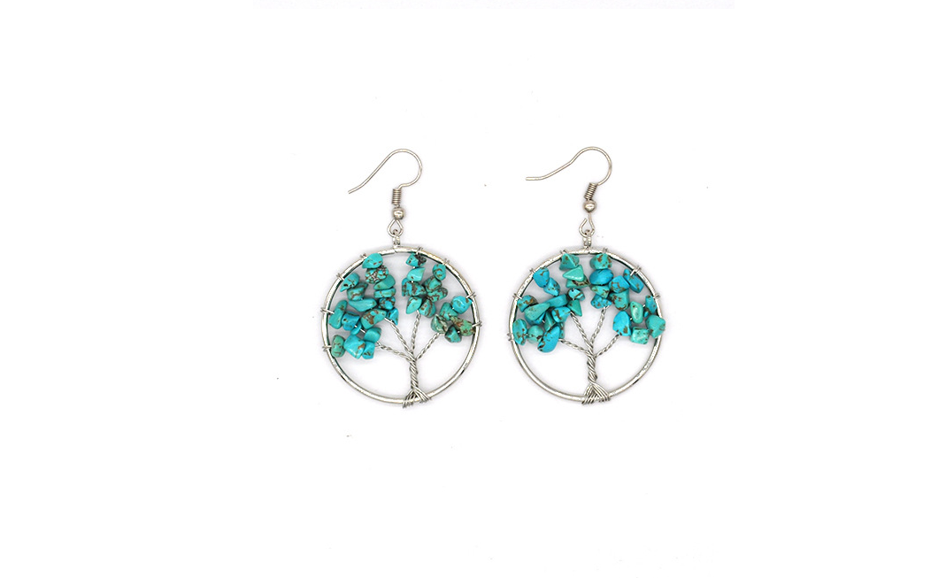 Natural Crystal Crushed Stone Tree Wishing Tree Earrings Crystal Tree Earrings Jewelry -   - anassiri.com