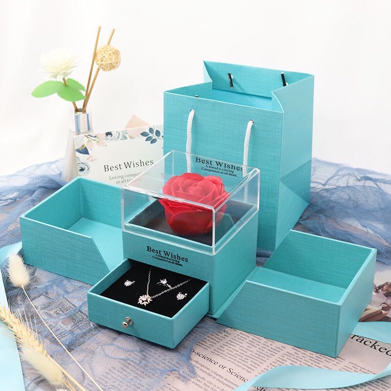 Valentine's Day Gift Flower Soap Rose Jewelry Box