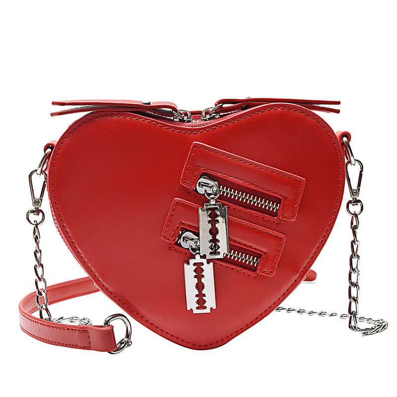 Creative Heart Chain Pu Small Satchel