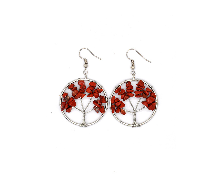 Natural Crystal Crushed Stone Tree Wishing Tree Earrings Crystal Tree Earrings Jewelry -   - anassiri.com