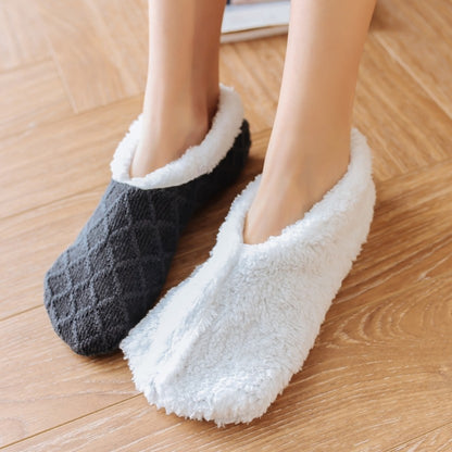 Autumn And Winter Lamb Fleece Solid Color Floor Socks