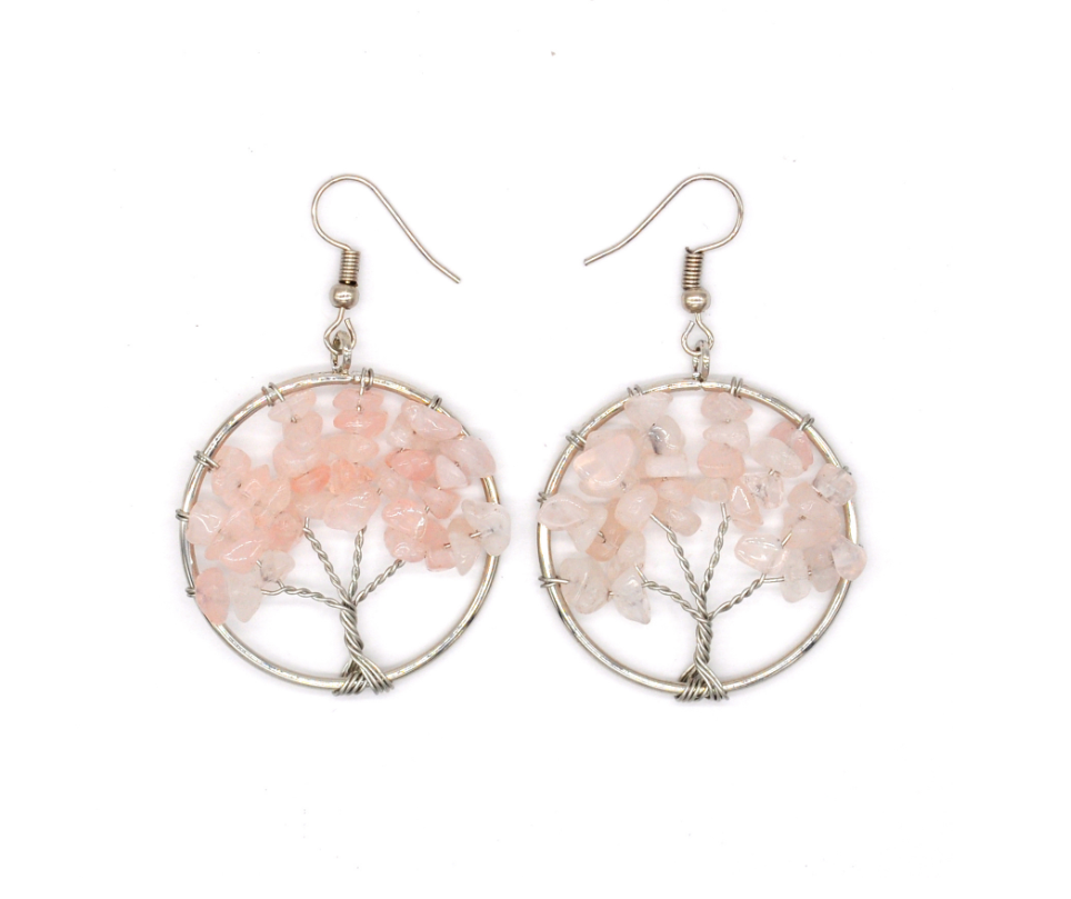 Natural Crystal Crushed Stone Tree Wishing Tree Earrings Crystal Tree Earrings Jewelry -   - anassiri.com