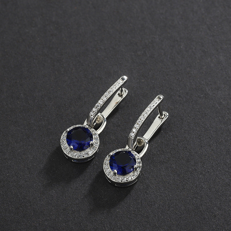 S925 Sterling Silver Zircon Long Crystal Earrings