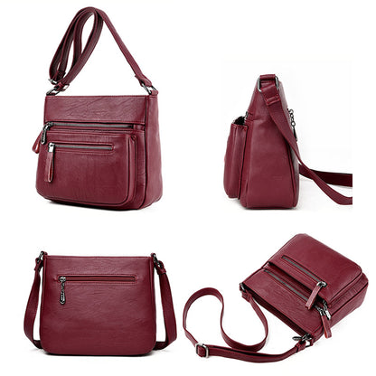 Middle-aged mother soft leather shoulder bag