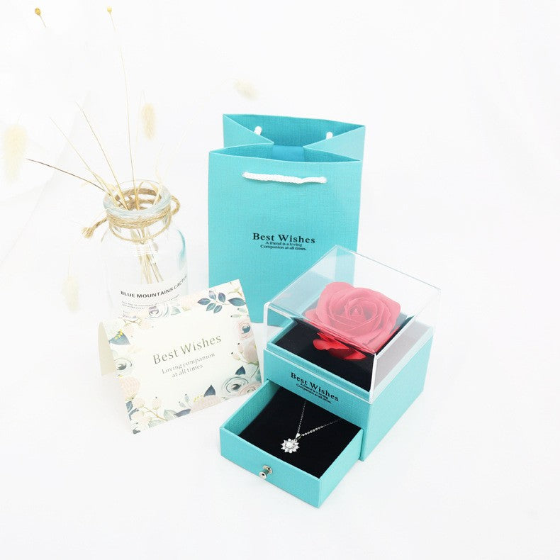 Single Acrylic Jewelry Packaging Box Necklace Ring Eternity Flower Box