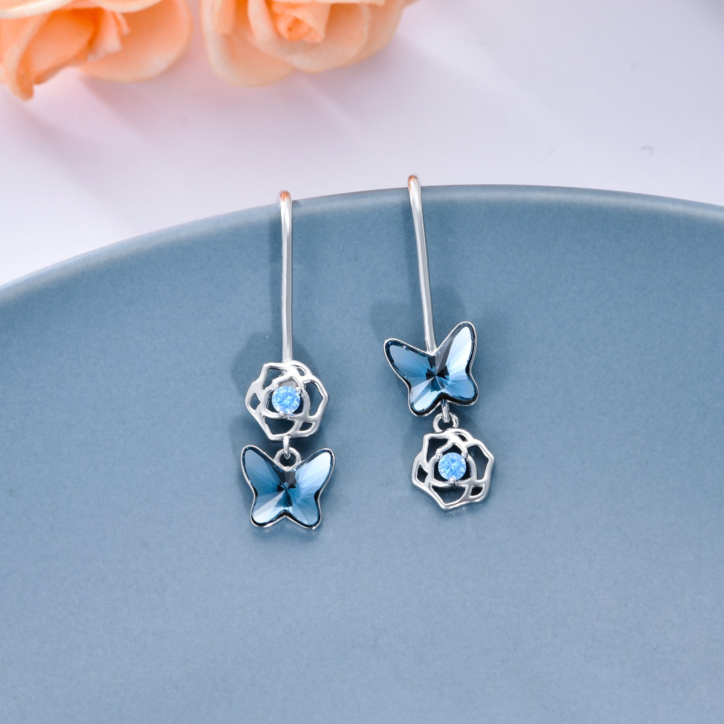 Butterfly Earrings 925 Sterling Silver Drop Earring