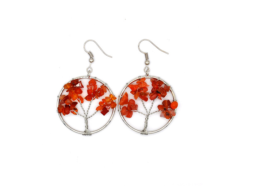 Natural Crystal Crushed Stone Tree Wishing Tree Earrings Crystal Tree Earrings Jewelry -   - anassiri.com