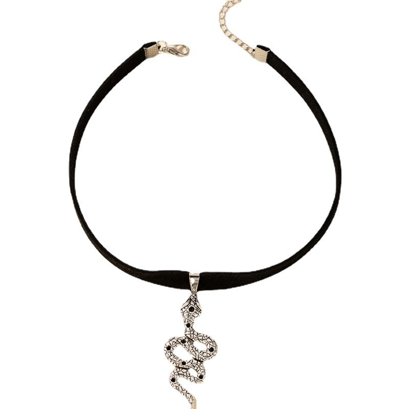 Snake Cobra Chokers Witchy Gothic Grunge Collar Velvet Necklace Dark Jewelry For Gift -   - anassiri.com