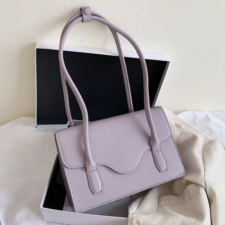 Pure color soft shoulder bag