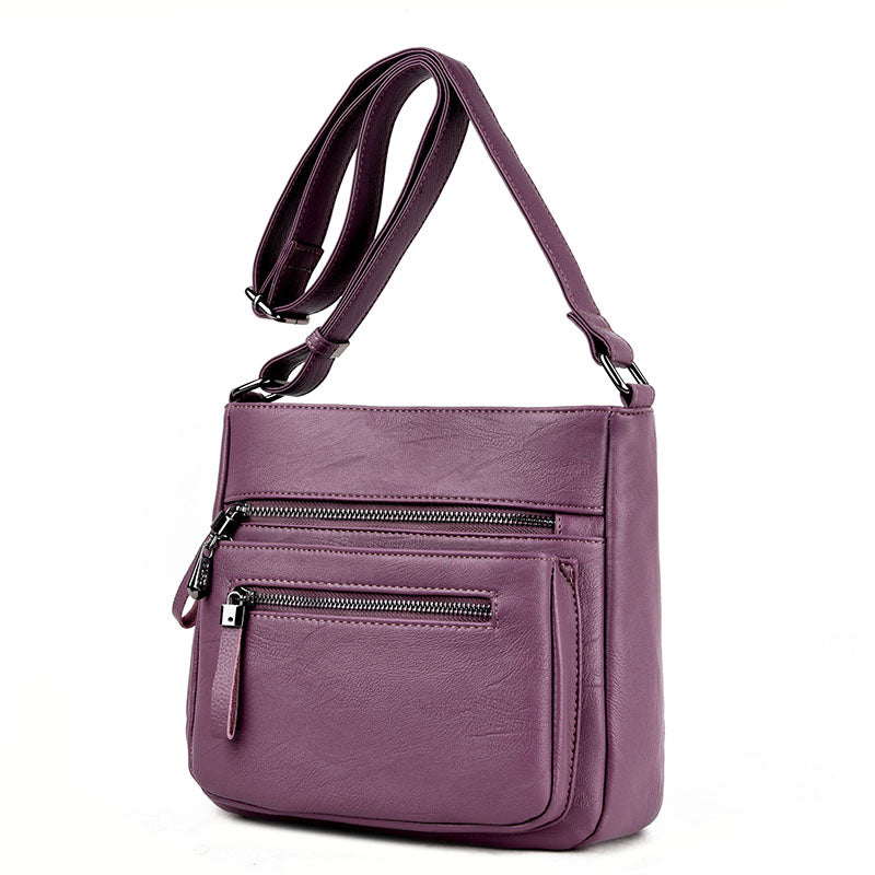 Middle-aged mother soft leather shoulder bag