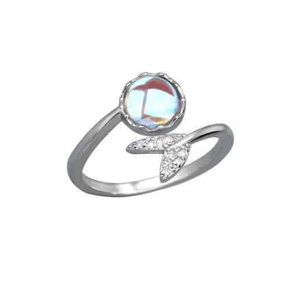 Ins Irregular Moonstone Advanced Design Adjustable Ring