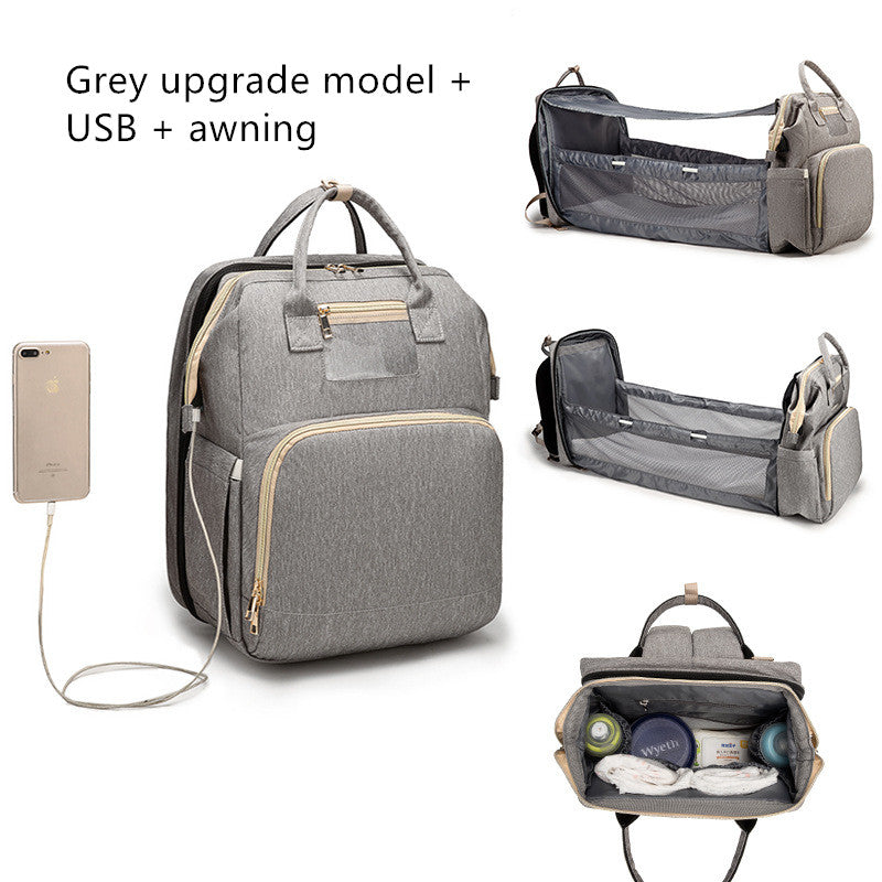 USB Charging Version Mommy Bed Backpack Folding Large Capacity Multi-function -   - anassiri.com