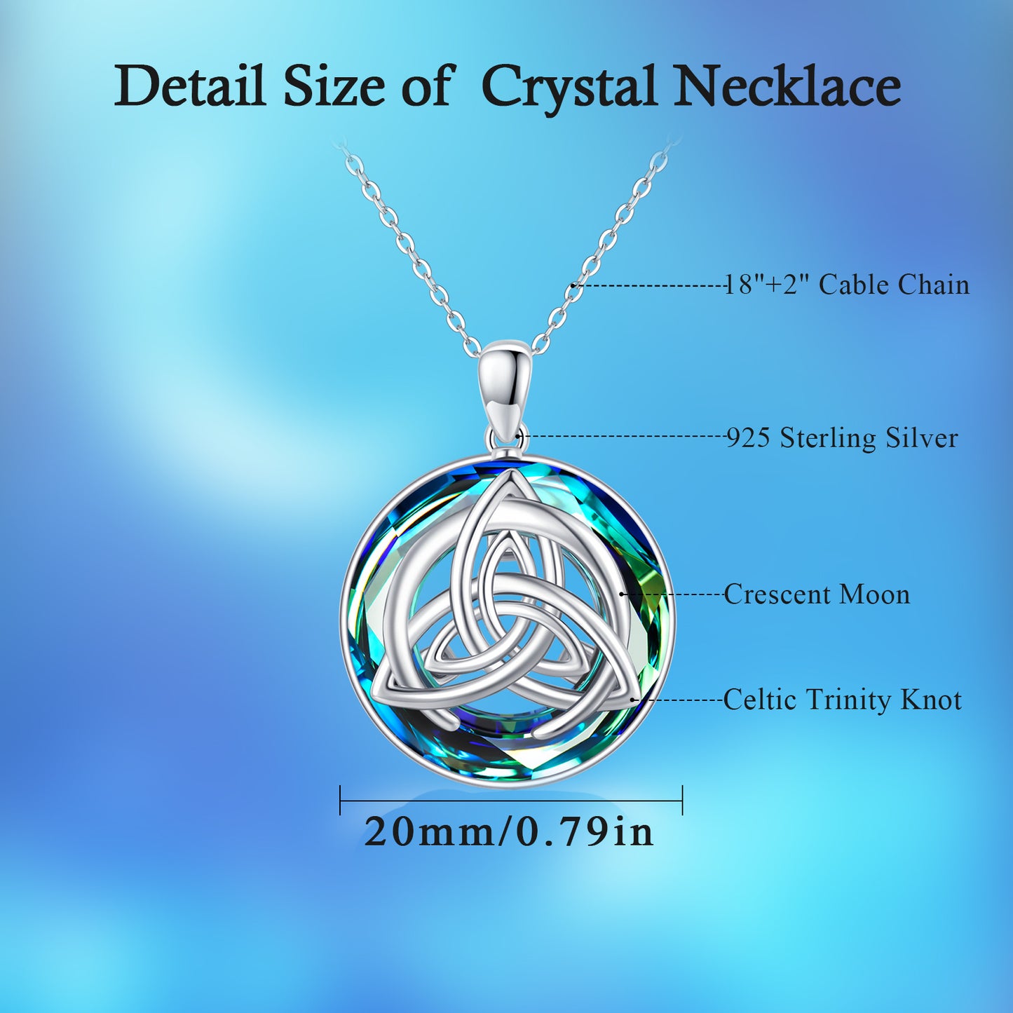 Crystal Celtic Pendant Necklace in 925 ........