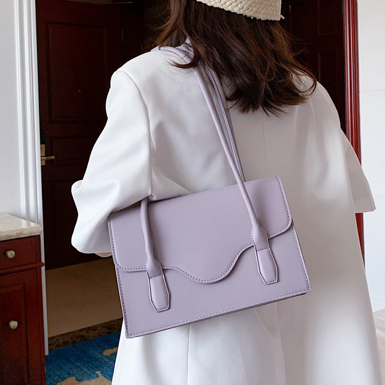 Pure color soft shoulder bag