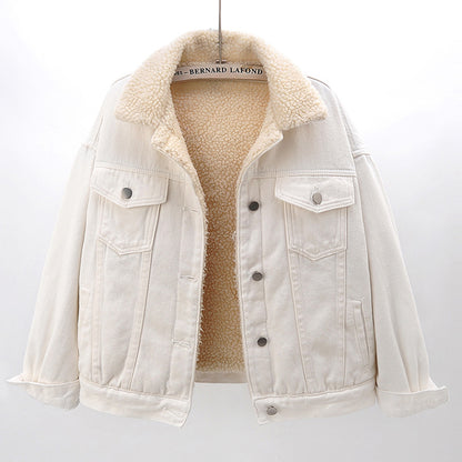 Lamb Wool Thickened Plus Velvet Denim Jacket Women