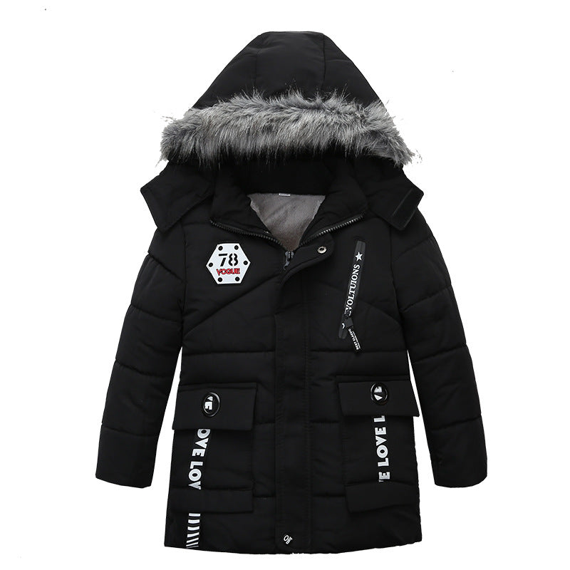 Fashion Boys Thicken Letter Print Hooded Cotton Jacket -  Montant hommes - anassiri.com