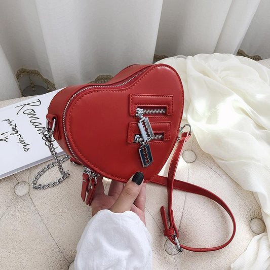 Creative Heart Chain Pu Small Satchel