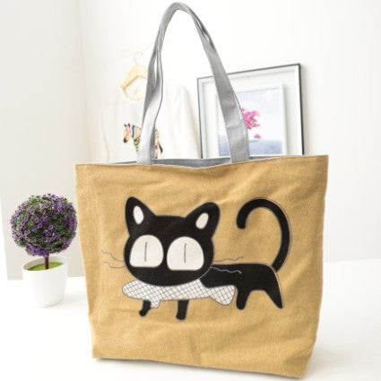 Cat Canvas Shoulder Bag -   - anassiri.com