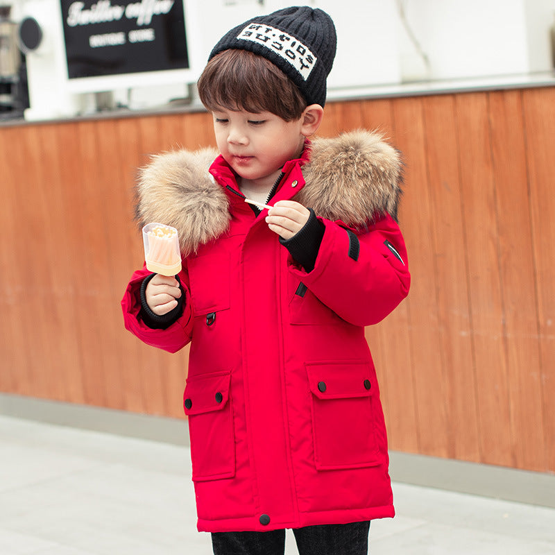 Boys' Mid-length Thickened White Duck Down Jacket -  Children's jacket - anassiri.com