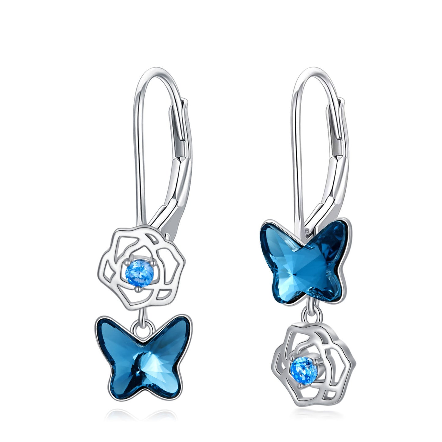 Butterfly Earrings 925 Sterling Silver Drop Earring