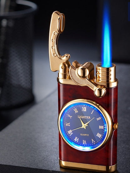 Creative Quartz Watch Windproof Lighter Metal Blue Light