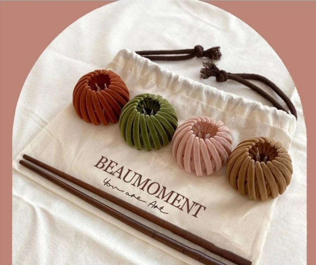 Velvet Bird's Nest Hair Tie # Pince à cheveux magique Nid d'oiseau - -   - anassiri.com