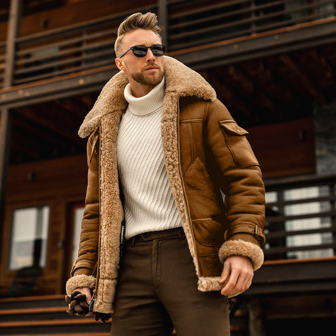 Men's Jacket Fur One Winter Coat Thicker Hair -  Montant hommes - anassiri.com