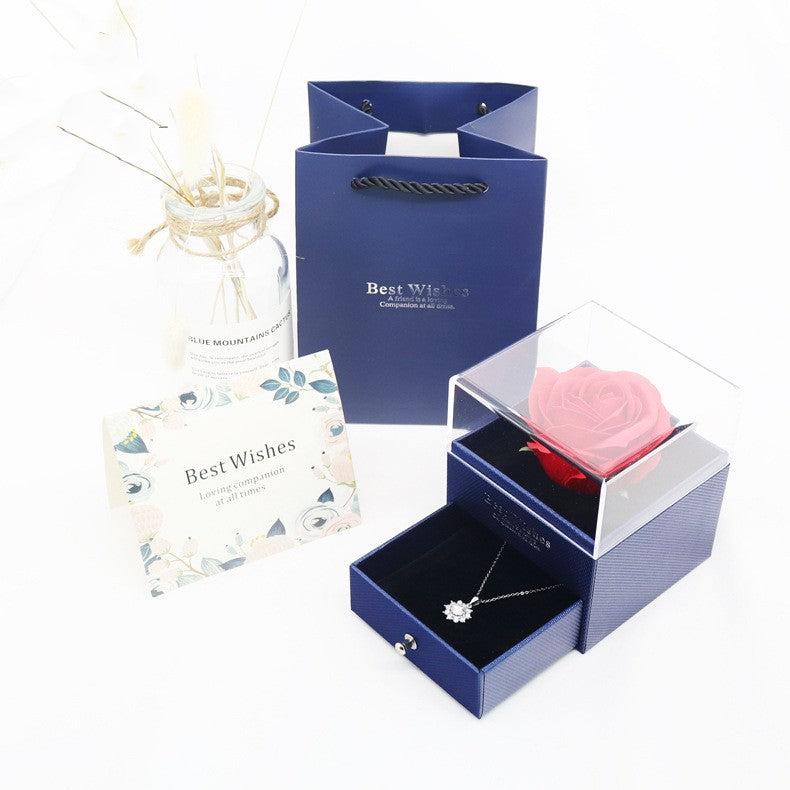 Single Acrylic Jewelry Packaging Box Necklace Ring Eternity Flower Box