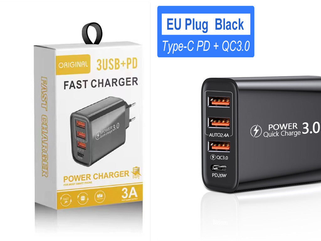 Travel Charger 3USB Type-C Charging Head