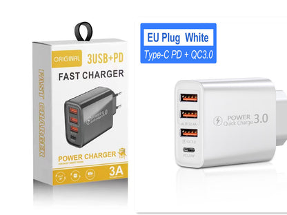 Travel Charger 3USB Type-C Charging Head