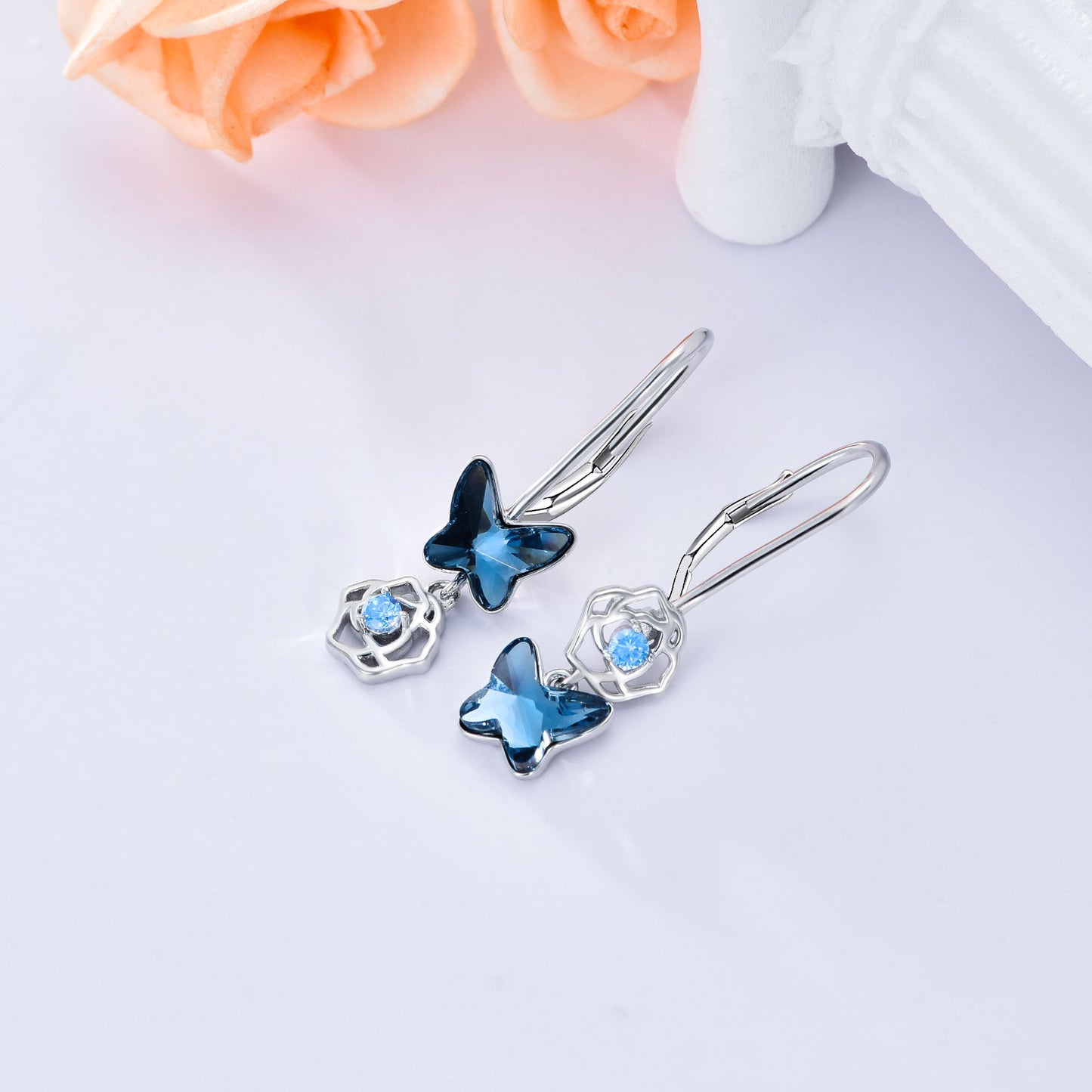 Butterfly Earrings 925 Sterling Silver Drop Earring