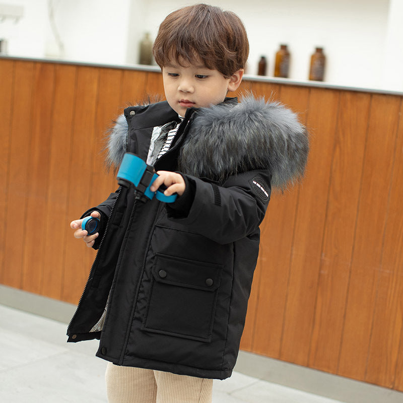 Boys' Mid-length Thickened White Duck Down Jacket -  Children's jacket - anassiri.com