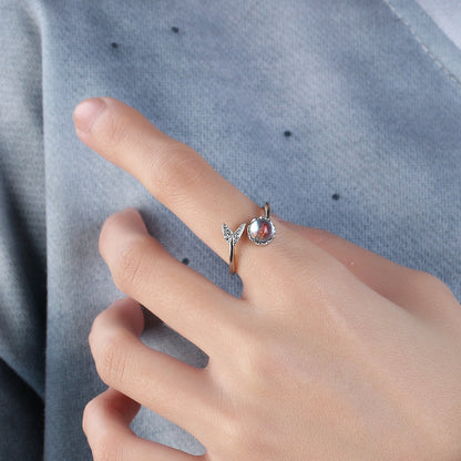 Ins Irregular Moonstone Advanced Design Adjustable Ring